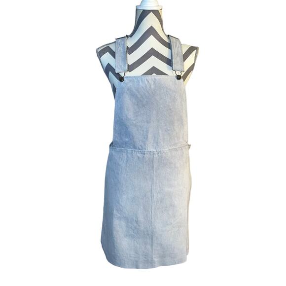 Y2K Cheap Monday Light Gray 100% Leather Short Dress Overalls Size Medium - Picture 1 of 8
